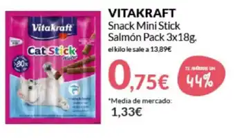 PrimaPrix Vitakraft Snack Mini Stick Salmón Pack 3x18g oferta
