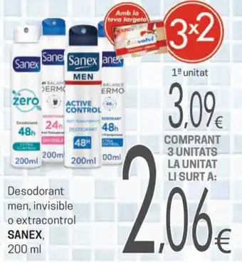 SPAR Sanex Desodorant men, invisible o extracontrol 200ml oferta
