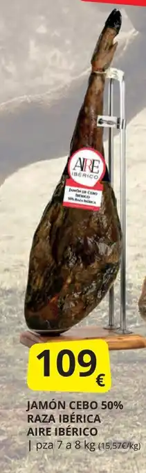 Supermercados MAS JAMÓN CEBO 50% RAZA IBÉRICA AIRE IBÉRICO oferta