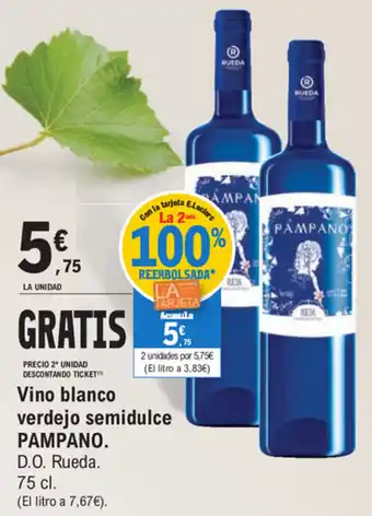 E.Leclerc Pampano Vino blanco verdejo semidulce 75cl oferta