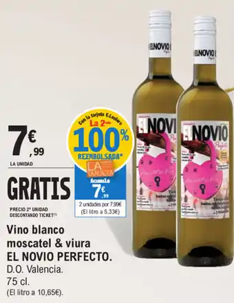 E.Leclerc El Novio Perfecto Vino blanco moscatel viura 75cl oferta