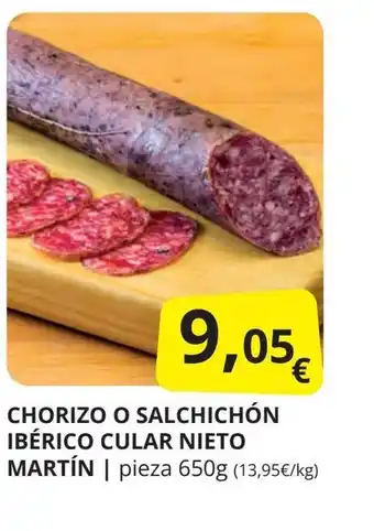 Supermercados MAS CHORIZO O SALCHICHÓN IBÉRICO CULAR NIETO MARTÍN oferta