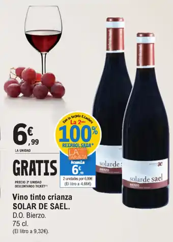 E.Leclerc Solar de Sael Vino tinto crianza 75cl oferta