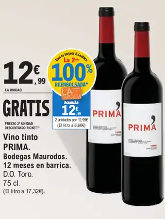 E.Leclerc Prima Vino tinto 75cl oferta