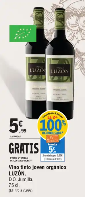 E.Leclerc Luzon Vino tinto joven organico 75cl oferta
