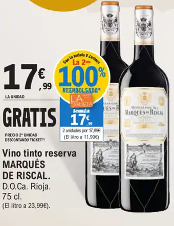 E.Leclerc Marques De Riscal Vino tinto reserva 75cl oferta