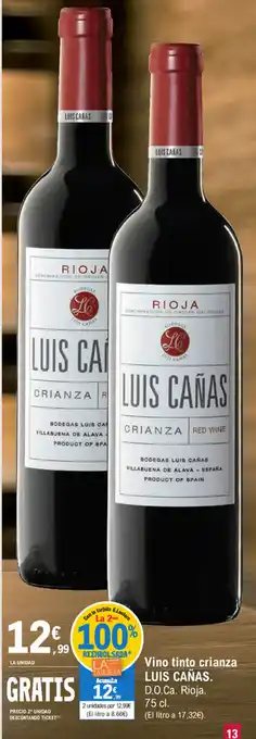 E.Leclerc Luis Cañas Vino tinto crianza 75cl oferta