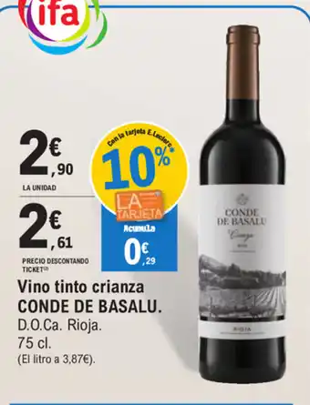 E.Leclerc Conde De Basalu Vino tinto crianza 75cl oferta