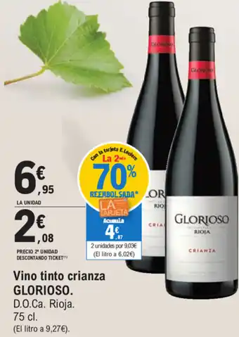 E.Leclerc Glorioso Vino Tinto Crianza 75 cl oferta