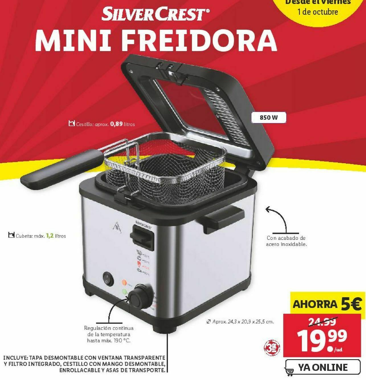 El precio y las condiciones de Lidl están en el catálogo o el sitio web que  dirigen.