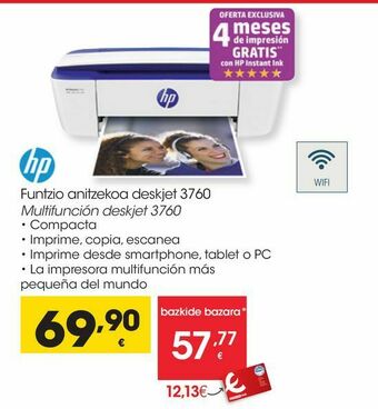 Eroski Hp multifunción deskjet 3760 oferta