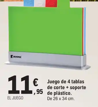 E.Leclerc Juego de 4 tablas de corte + soporte de plástico De 26 x 34 cm oferta