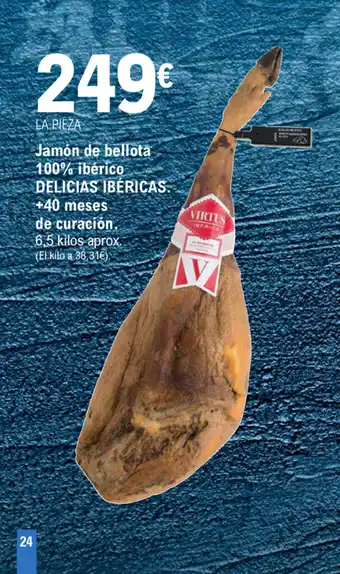E.Leclerc Jamón de bellota 100% ibérico Delicias Ibéricas + 40 meses de curación 6,5 kilos oferta