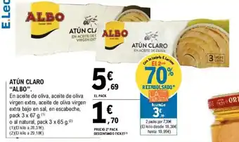E.Leclerc Albo Atún Claro pack 3 x 67g oferta
