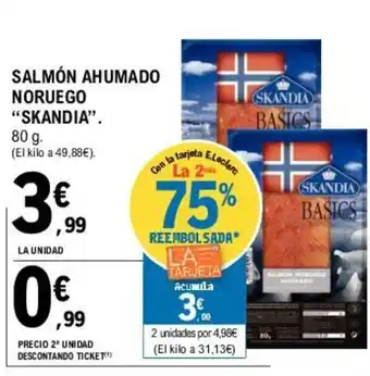 E.Leclerc Skandia Salmón Ahumado Noruego 80g oferta