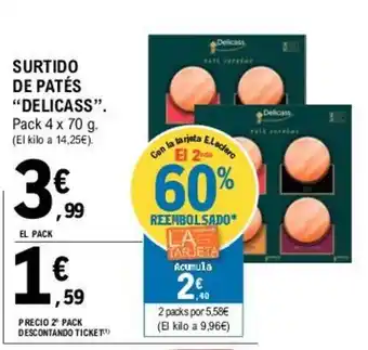 E.Leclerc Delicass Surtido De Patés pack 4 x 70g oferta