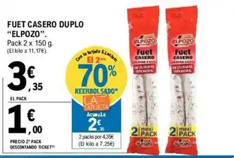 E.Leclerc Elpozo Fuet Casero Duplo pack 2 x 150g oferta