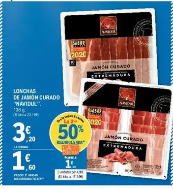 E.Leclerc Navidul Lonchas de Jamón Curado 138g oferta