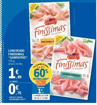 E.Leclerc Campofrío Loncheado Finíssmas 115g oferta