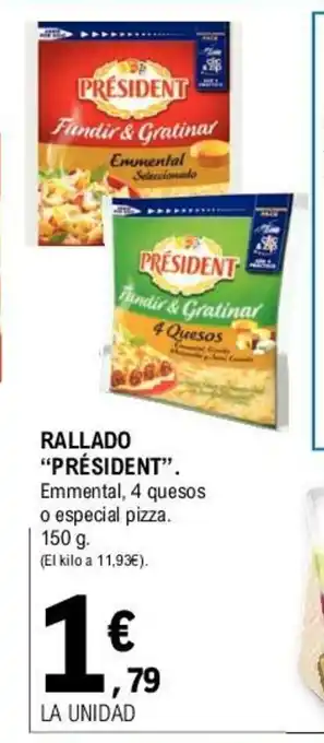 E.Leclerc Président Rallado 150g oferta