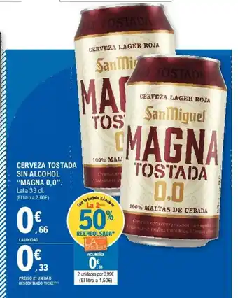 E.Leclerc Magna 0,0 Cerveza Tostada Sin Alcohol 33cl oferta