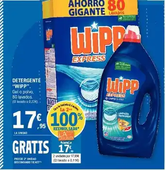 E.Leclerc Wipp Detergente 80 lavados oferta