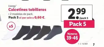 Lidl Livergy Calcetines tobilleros Pack 5, Números 39-46 oferta