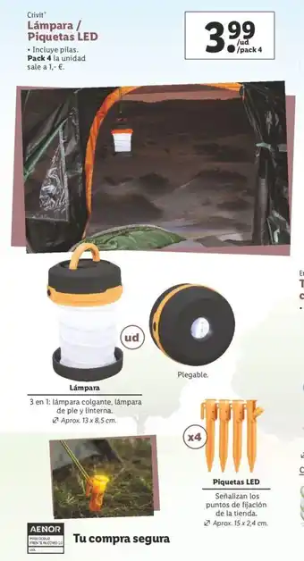 Lidl Crivit Lámpara / Piquetas LED Pack 4 oferta