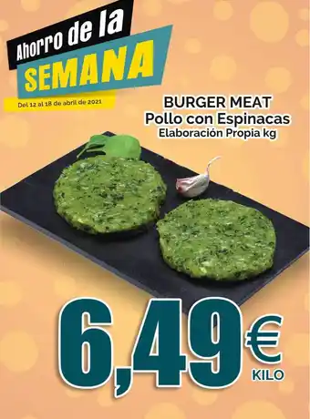 FROIZ Burger Meat Pollo Con Espinacas Elaboración Propia Kg oferta