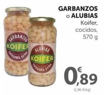 SPAR Garbanzos O Alubias Koifer, Cocidos, 570g oferta
