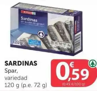 SPAR Sardinas Spar, Variedad 120g oferta