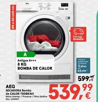 Worten Aeg Secadora Bomba De Calor T8dbk861 oferta