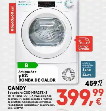 Worten Candy Secadora Cso H9a2te-s oferta