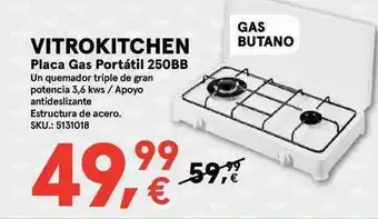 Worten Vitrokitchen Placa Gas Portátil 250bb oferta