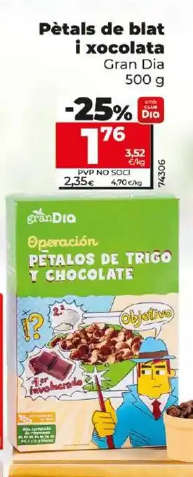 Dia Pètals de blat i xocolata Gran Dia 500 g oferta