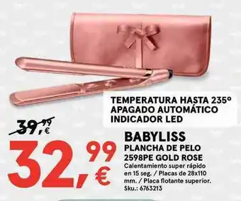 Worten Babyliss Plancha De Pelo 2598pe Gold Rose oferta
