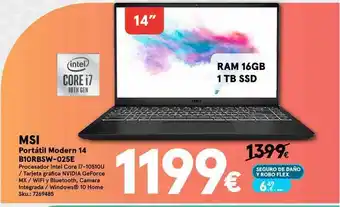 Worten Msi Portátil Modern 14 B10rbsw-025e oferta