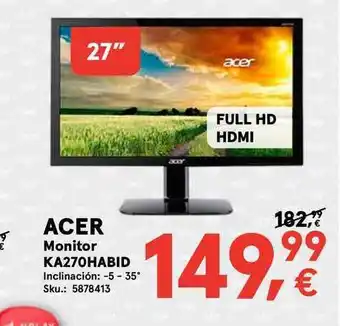 Worten Acer Monitor KA270HABID 27" Full HD HDMI oferta