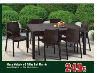 FROIZ Mesa Melody + 6 Sillas Bali Marrón oferta