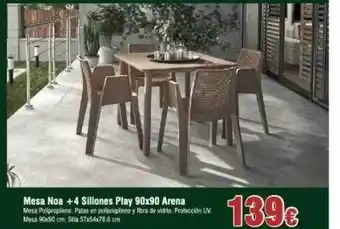 FROIZ Mesa Noa + 4 Sillones Play 90x90 Arena oferta