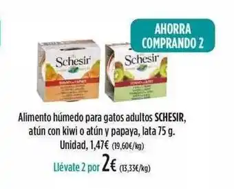 El Corte Inglés Alimento Húmedo Para Gatos Adulto Schesir, Atún Con Kiwi O Atún Y Papaya, Lata 75g oferta