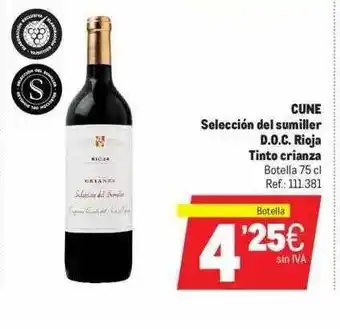 Makro Cune Selección Del Sumiller D.O.C. Rioja Tinto Crianza Botella 75 Cl oferta