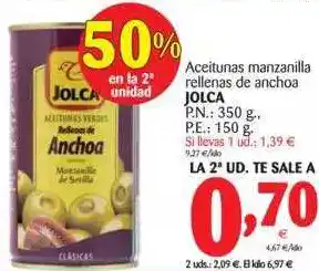 Alimerka Aceitunas Manzanilla Rellenas De Anchoa Jolca oferta