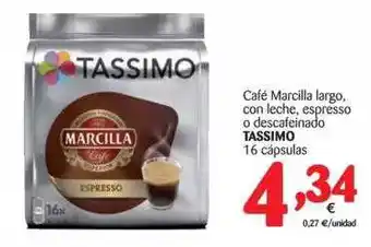 Alimerka Tassimo Café Marcilla Largo, Con Leche, Espresso O Descafeinado 16 Cápsulas oferta