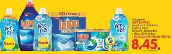 Alimerka Wipp Express Detergente En Gel Azul, Antiolores, Limpio Y Liso O En Polvo, 40 Lavados O Discs, 30 Lavados + Suavizante Vernel oferta