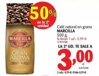 Alimerka Marcilla Café Natural En Grano 500g oferta