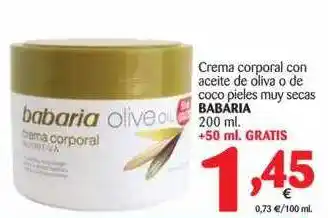 Alimerka Babaria Crema Corporal Con Aceite De Oliva O De Coco Pieles Muy Secas 200ml oferta