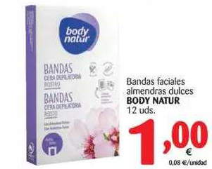 Alimerka Body Natur Bandas Faciales Almendras Dulces 12 Uds. oferta