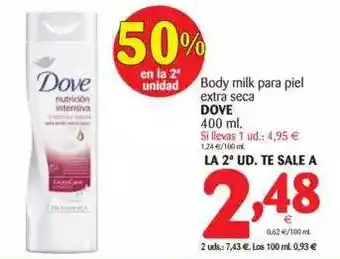 Alimerka Dove Body Milk Para Piel Extra Seca 400ml. oferta