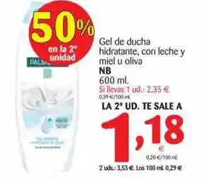 Alimerka NB Gel De Ducha Hidratante, Con Leche Y Miel U Oliva 600 Ml oferta